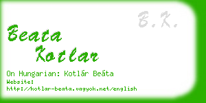 beata kotlar business card