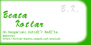 beata kotlar business card